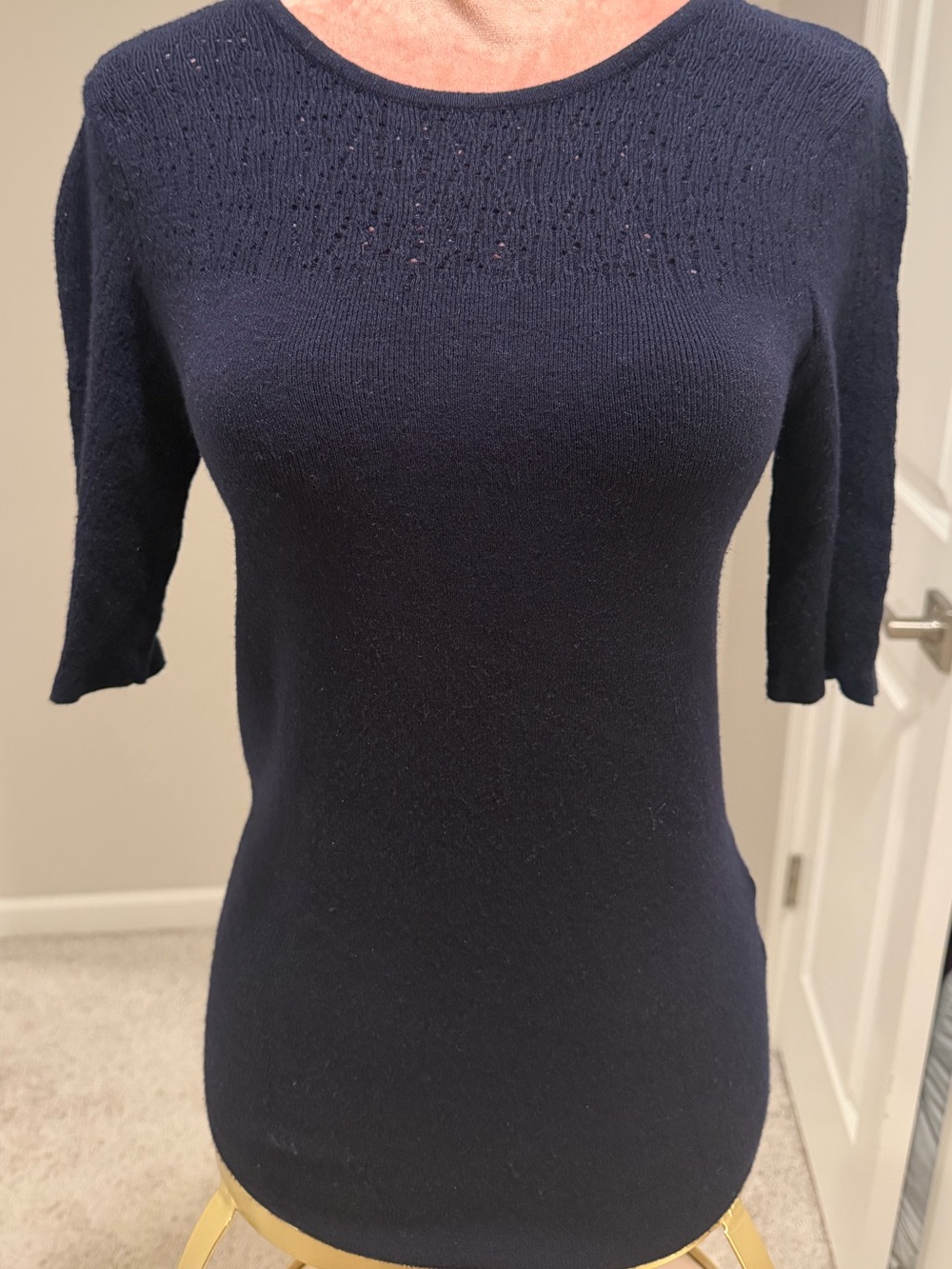 Premise Navy Short-Sleeve Crew Neck Knit Top